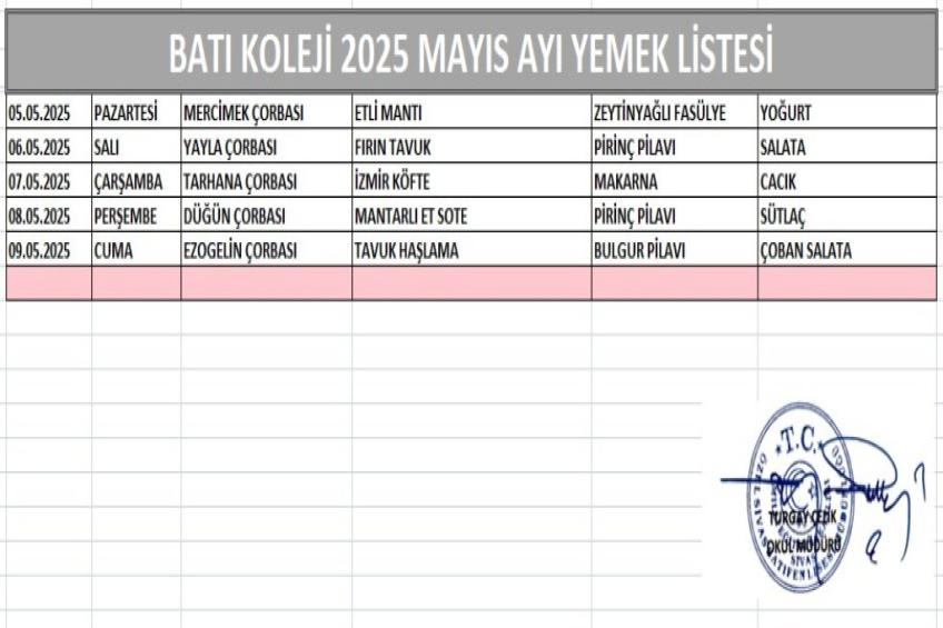 MAYIS AYI (2025) YEMEK LİSTESİ-1